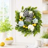 Spring Lemon Wreath for Front Door, 22 Inch Farmhouse Hydrangea
