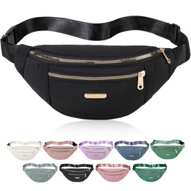 Fanny Packs Crossbody Bag for Women, Waist Pack Jogging Pouch Belt Bag for Outdoors Traveling Hiking - Black