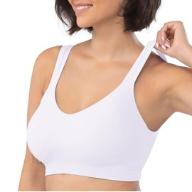 Underoutfit - Sujetadores inalámbricos de compresión para uso diario para mujer, tallas pequeñas a grandes, Blanco, 3X-Large