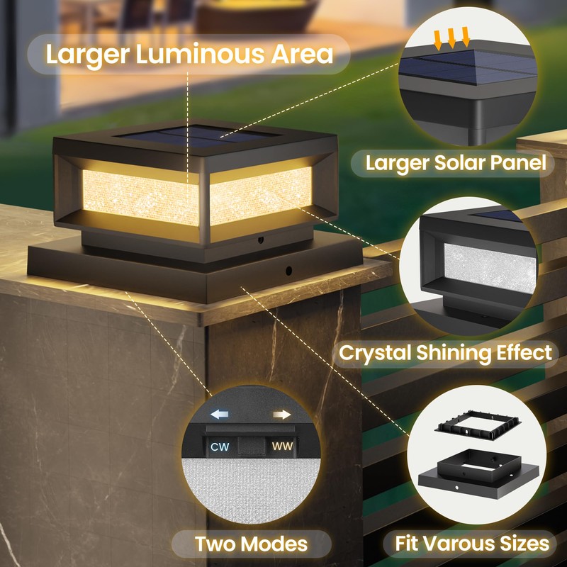 Mlambert 16 Pack Solar Post Cap Lights Outdoor, Waterproof Deck