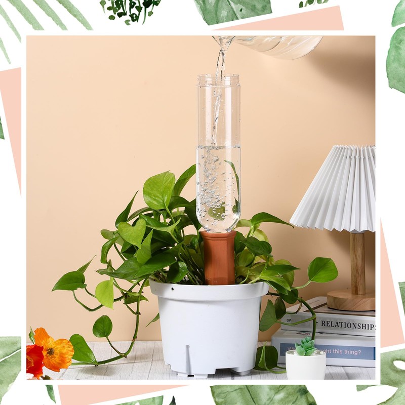 SiliFine 8 Pack Plant Watering Devices with 4 Pcs Terracotta