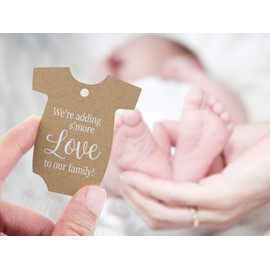 Summer-Ray 50pcs Baby Onesie Adding S'More Love to Our Family Baby Shower Favors Gift Tags Thank You Tags (Kraft)