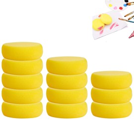 12 PCS Yellow Round Painting Sponges Yellow Artist Sponges Face Painting Sponges Soft Artist Sponges Watercolor Sponges for Pottery Art Craft Pottery Clay Face Painting Ceramics