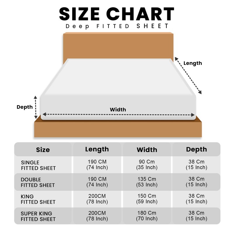 King Size Deep Fitted Sheet- 16"/40 cm Anti Allergy Bedding