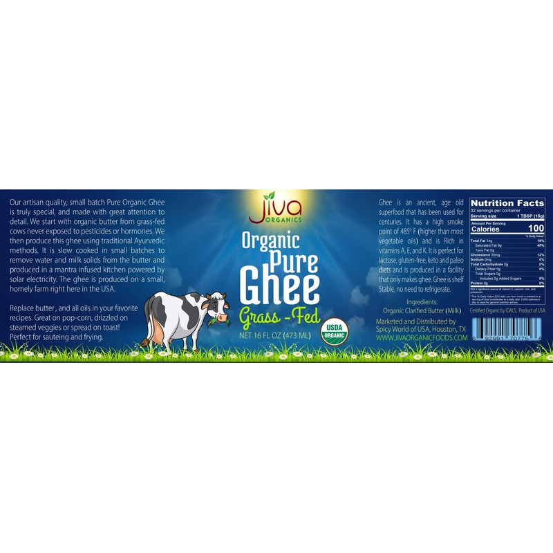 Organic Grass Fed Ghee 16 Ounce - Mantra Infused, Traditional