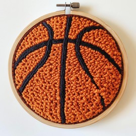 DIY Punch Needle Kits Sport Basketball Embroidery Punch Needle Starter Craft with Hoop Easy for Beginners for Festival t and Decoration 20x20cm-1