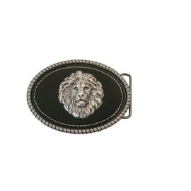 Handmade Oxidized Silver Brass Lion Belt Buckle