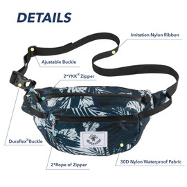 4Monster Foldable Waist Bag with Adjustable Strap, Portable Bum Bag Super Lightweight, Water Resistant Fanny Pack for Men Women Outdoor Hiking Running Travel Camping Sport Blue Flower