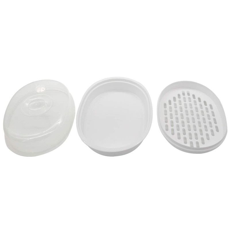 1-Tier Microwave Steamer Heating Steamer for Home Kitchen White (Oval)