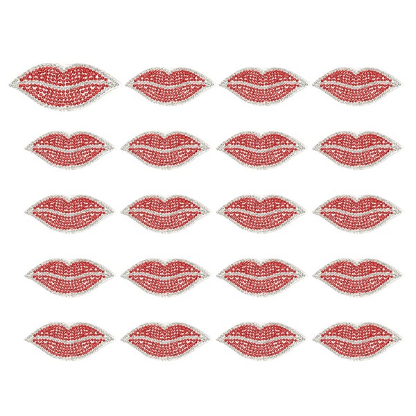 PATIKIL Lip Rhinestone Patches, 20 Pcs Lip Shape Sew/Iron on