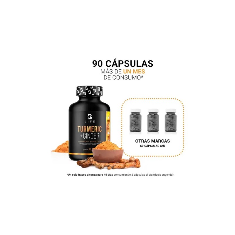 Cúrcuma + Jengibre Con Aceite De Coco 90 Cápsulas B