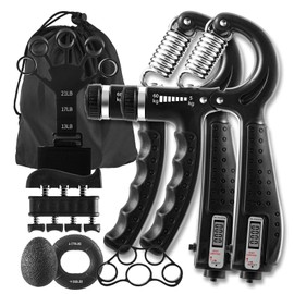 7PCS Grip Strengthener Kit, 2 Adjustable Forearm Strengthener, 1 Storage Bag,Finger Stretchers, Grip Ring, Stress Relief Ball, Finger Exercise, User Manual, Suitable for home gym equipment