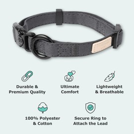 FuzzYard Life Dog Collars | Size L | Stylish Premium Cotton Design in Slate Grey Perfect for Everyday Wear