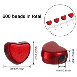 Whaline 600Pcs Heart Beads Red Love Heart Spacer Beads Valentines Day Acrylic Heart Shape Beads with Elastic String for Valentine's Day Jewelry Making DIY Craft Home Decoration