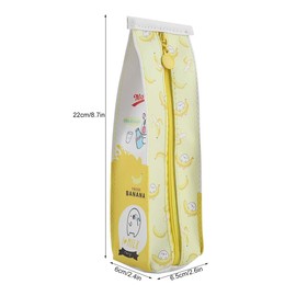 Fdit 3-Coloured Cartoon Milk Carton Stationery Bag, Waterproof PU, Large Capacity Pencil Case, Storage Bag