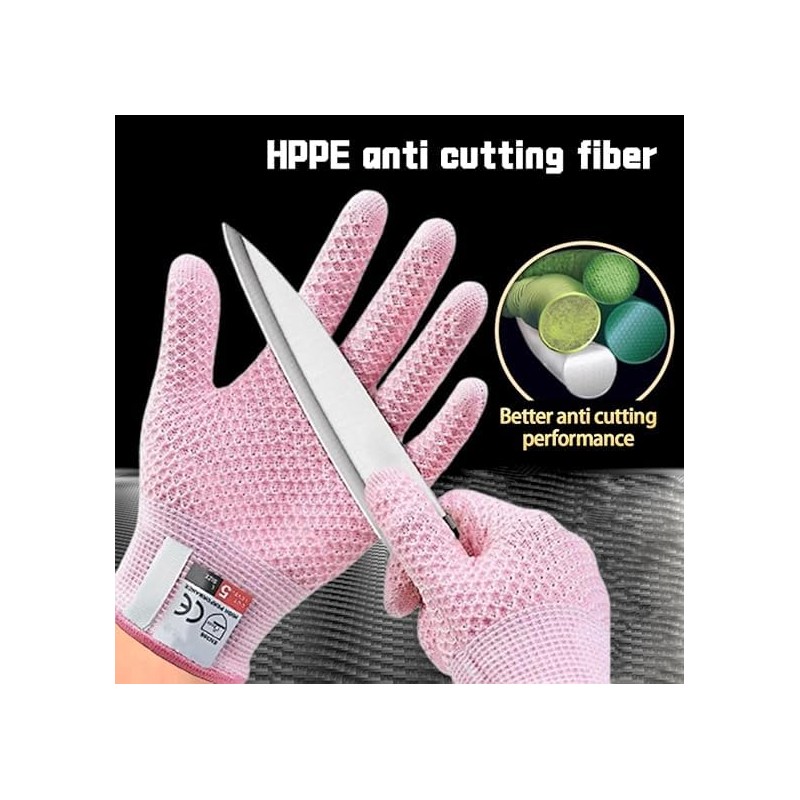 Ttdesefu Cut Resistant Gloves Level 5 Protection, Food Grade Kitchen