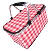 Picnic Basket Foldable Oxford Cloth Insulated Storage Basket with Check