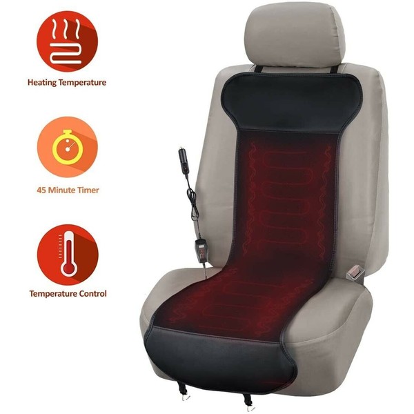 Zone Tech Car Heated Seat Cover with Temperature Control Classic