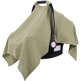 Metplus Muslin Car Seat Cover for Babies - Carseat Stroller Cover Infant Stroller Covers for Boys and Girls, Breathable & Lightweight, Fits Most Strollers & Baby Car Seats