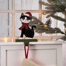 Glitzhome Christmas Theme Smart Cat Stocking Holder Seasonal Home Decor, 7.50" H
