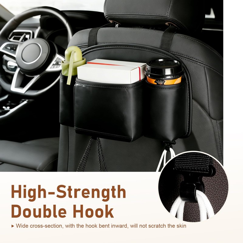 1 PCS Car Back Seat Hanging Bag, Strap-On Waterproof Leather