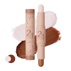 Contour Stick and Highlight,2-In-1Makeup Contour Stick,Waterproof Long-Lasting Cream Contour Stick,Milti-Use Contouring Shade and Creating Three-Dimensional Silhouette Double Head Contour Stick