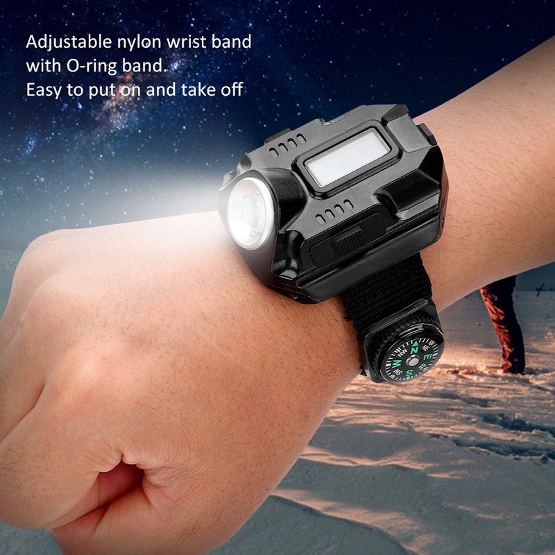 Wrist LED Light Hand Flashlight with Display Electronic Watch MultiFunctional