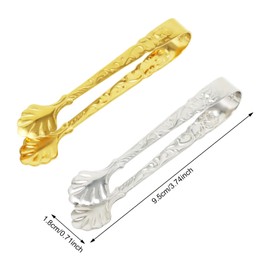 Honbay 2PCS Stainless Steel 3.74 Inch Vintage Rose Handle Sugar Cube Tongs Ice Cube Tongs Mini Serving Tongs Small Food Clips Kitchen Tiny Tongs for Appetizers Desserts Tea Coffee Party