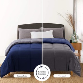 Cosybay Reversible Down Alternative Comforter Blue/Grey - Corner Duvet Tabs- Double Sided & Lighweight -All Season Duvet Insert-Stand Alone Comforter – King Size（102×90 Inch）