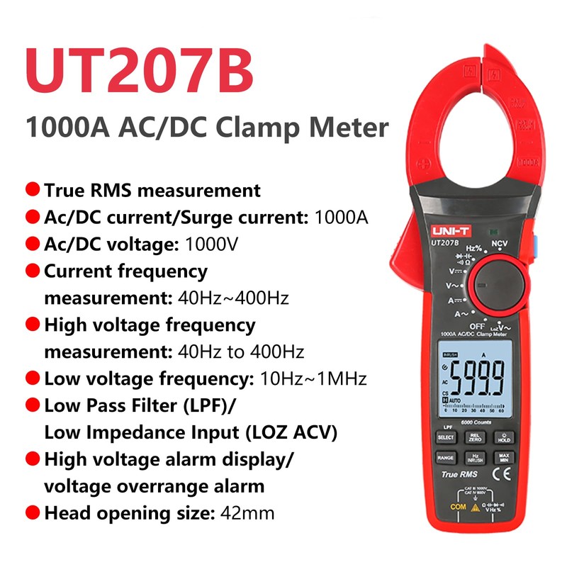 UNI-T UT207B - Medidor de abrazadera analógica, multímetro AC DC