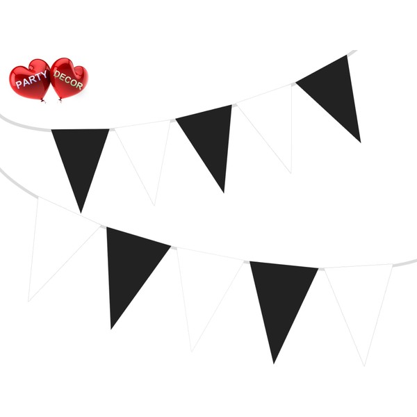 Black & White Wedding Colours Bunting Banner 15 Flags For Guaranteed Stylish party decoration by PARTY DECOR