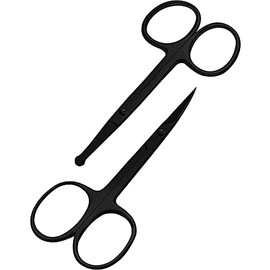 Tijeras de bello facial curvo y redondeado para hombres y mujer - , tijeras para cortar el pelo de la nariz, de la barba, bigote, pestañas y cejas uso