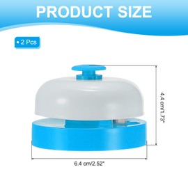 PATIKIL Desk Call Bell 2.5" Diameter,2 Pcs Dinner Desk Front Bell for Service with Metal Anti-Rust Construction for Hotel Restaurant Reception Areas Office Warehouse, Blue/White