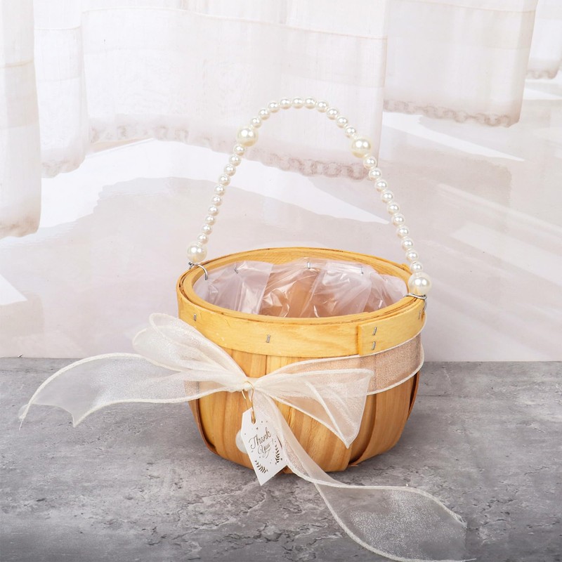 Woven Flower Girl Basket for Wedding, 22× 15cm Small Wedding