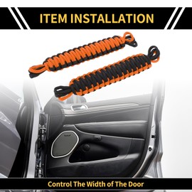REPAIROCK 2pcs Door Strap Swing for Jeep Wrangler TJ JK JKU JL JLU YJ for Gladiator JT 2/4 Door 1987-2021 Door Limiting Straps Door Check Straps Retractable Swing Limiter Nylon Black Orange