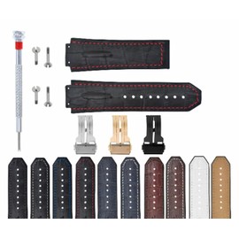 Ewatchparts Leather Rubber Watch Band Strap Compatible With 44-45-48mm Hublot Big Bang With Screws, Screw Driver, And Buckle