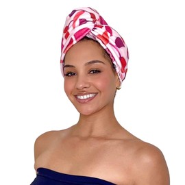 GRACE & COMPANY Luxe Micro-Cotton Hair Towel Wrap for Women - Super Absorbent Quick Drying Towel for Curly, Long and Natural Hair - Cara Cara