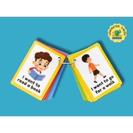 Communication Cards for Non Verbal Children and Adults, Autism Special Needs Visual Aid Communication Speech Delay Flash Card