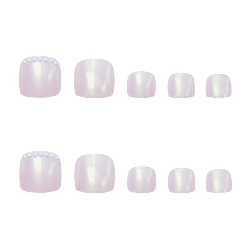 24 Pcs Light Purple Toenail Nail Tips 3D Decoration Glitter
