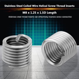 50 piezas M8 insertos de hilo de acero inoxidable alambre en espiral, insertos de rosca, manga de reparación de tornillo tipo helicoil, insertos de rosca de tornillo helicoidal M8 x 1,25 x 1,5D de lon