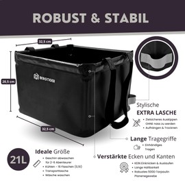 BERGTIGER® Folding Bowl Camping 21 L with Extra Handle I Foldable Outdoor Washing Bowl & Sink I Washing Bowl Foldable for Washing I Space-Saving, Robust Camping Accessories