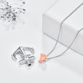 KINGWHYTE 925 Sterling Silver Anchor Urn Necklaces for Ashes