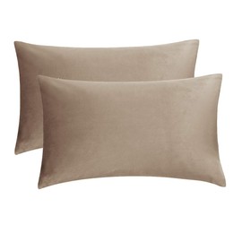 Velvet Cushion Covers 12 x 20 Inch Small Square Decorative Throw Pillowcases 30 x 50cm for Sofa Bedroom Living room 2 pack Khaki