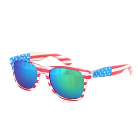 SHADERZ American America USA Flag Sunglasses Patriotic Clear Frame Classic 80s (Olivine, 52)