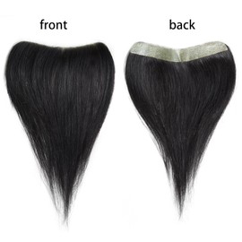 Maweilar Frontal Hairpiece for Women, 0.78"x6.3", 10", Natural Black Hair Extension Hairline Loss Straight Tape in Human Hair Toppers Replacement Toupee (Natural Black, 0.78"x6.3", 10")