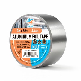 Air 360 Aluminum Foil Tape 2" x 50 ft – Heavy Duty HVAC Duct Tape for Home and Commercial Use – High Temp Insulation, Dryer Vent Sealing, Waterproof Repairs – Strong Adhesive for Pipes and AC