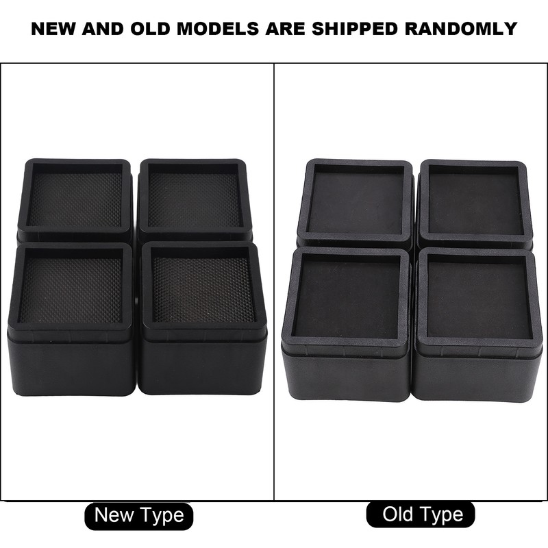 4PCS Durable Stackable Bed Risers Black Square MoisturE proof Insect