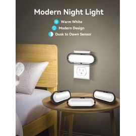 Tonitre Night Light Plug in, Vintage Night Light Dusk to Dawn Sensor, Adjustable Brightness 0-100LM, 5000K Daylight White, Farmhouse Rustic Home Decor Nightlight for Hallway Bedroom Stairway, 4 Pack