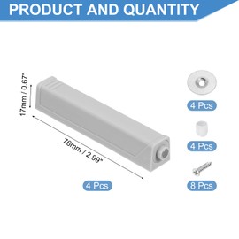 sourcing map 4 Pcs Magnetic Push Latches for Cabinet Door, 2.99x1.26 Inch Push to Open Door Latch Cabinet Hardware, Hidden Door Release Drawer Pull on Closet Touch, Plastic Grey 76x32mm