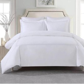Royal Hotel Bedding Embroidered Adeline 4 Piece Comforter Set with Pillow Shams and Down Alternative Comforter (Duvet Insert) Duvet Cover Set, 100% Cotton Percale, King/Cal King, White